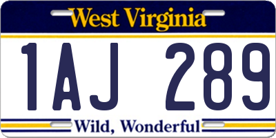 WV license plate 1AJ289