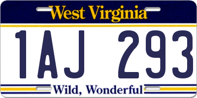 WV license plate 1AJ293