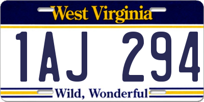 WV license plate 1AJ294