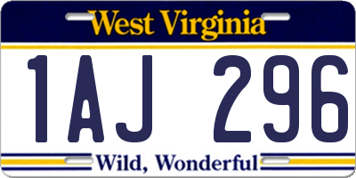 WV license plate 1AJ296