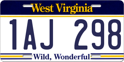 WV license plate 1AJ298