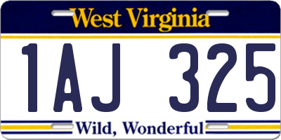 WV license plate 1AJ325