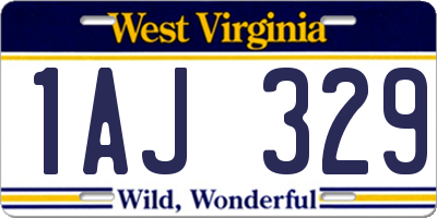 WV license plate 1AJ329