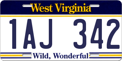 WV license plate 1AJ342