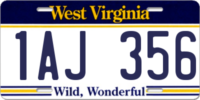 WV license plate 1AJ356