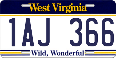 WV license plate 1AJ366