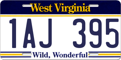 WV license plate 1AJ395