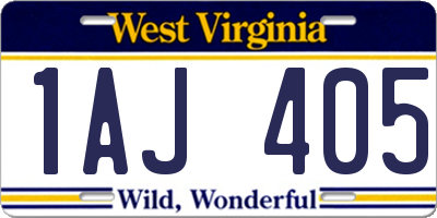 WV license plate 1AJ405