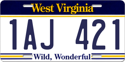 WV license plate 1AJ421