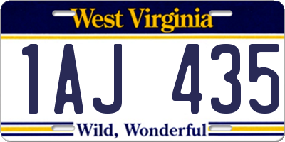 WV license plate 1AJ435