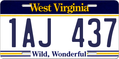 WV license plate 1AJ437