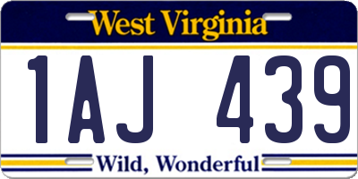 WV license plate 1AJ439