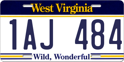 WV license plate 1AJ484