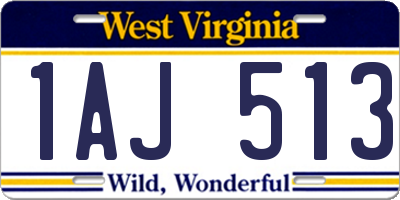 WV license plate 1AJ513