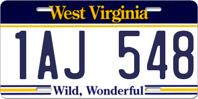 WV license plate 1AJ548