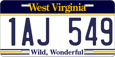 WV license plate 1AJ549