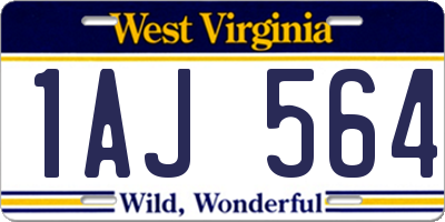 WV license plate 1AJ564