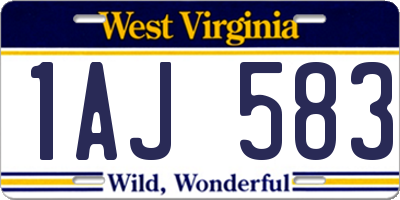 WV license plate 1AJ583