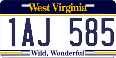 WV license plate 1AJ585