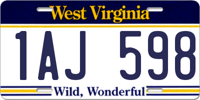 WV license plate 1AJ598