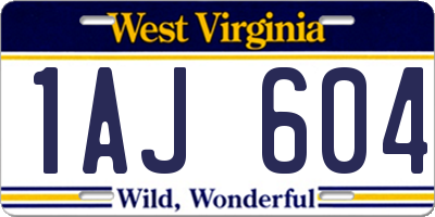 WV license plate 1AJ604