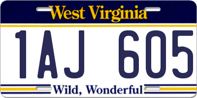 WV license plate 1AJ605