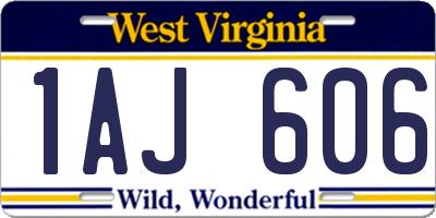 WV license plate 1AJ606