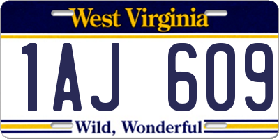 WV license plate 1AJ609