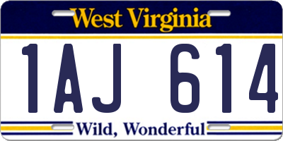 WV license plate 1AJ614