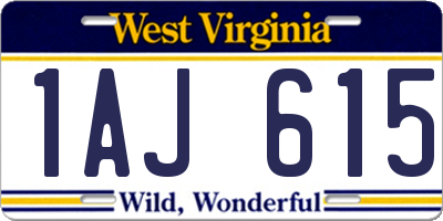 WV license plate 1AJ615