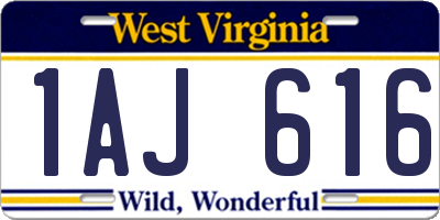 WV license plate 1AJ616