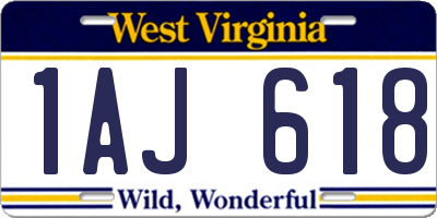 WV license plate 1AJ618