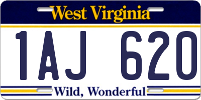 WV license plate 1AJ620