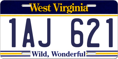 WV license plate 1AJ621