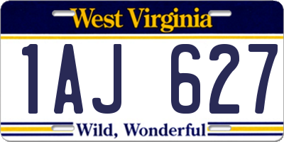 WV license plate 1AJ627