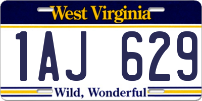 WV license plate 1AJ629