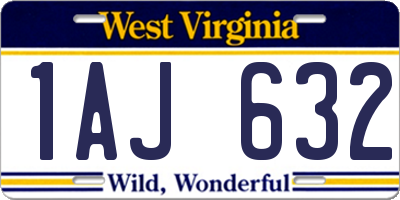 WV license plate 1AJ632