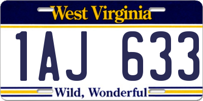 WV license plate 1AJ633