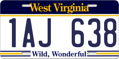 WV license plate 1AJ638