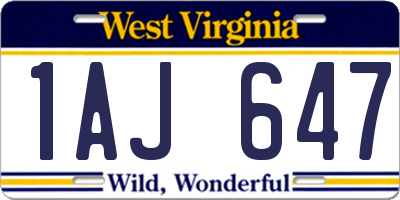 WV license plate 1AJ647