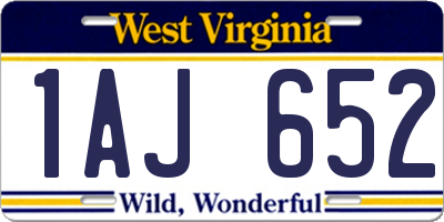 WV license plate 1AJ652