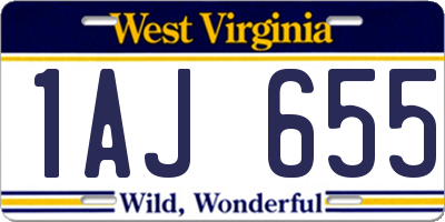 WV license plate 1AJ655