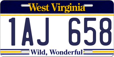 WV license plate 1AJ658