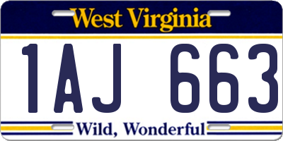 WV license plate 1AJ663