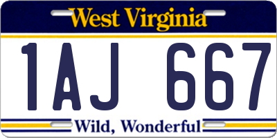 WV license plate 1AJ667