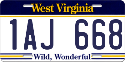 WV license plate 1AJ668