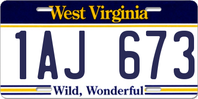 WV license plate 1AJ673