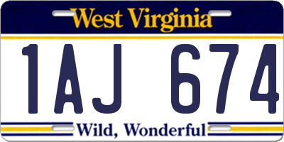 WV license plate 1AJ674