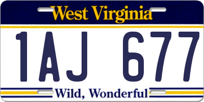 WV license plate 1AJ677