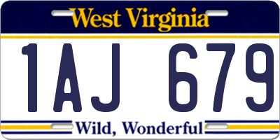 WV license plate 1AJ679